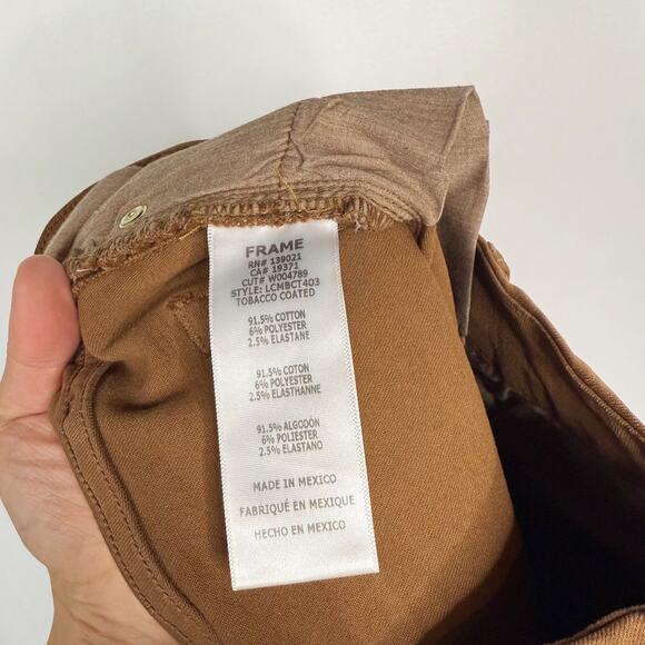 Frame Womens 27 Tobacco Coated Le Crop Mini Boot Jeans Cotton Stretch Denim - Picture 9 of 10